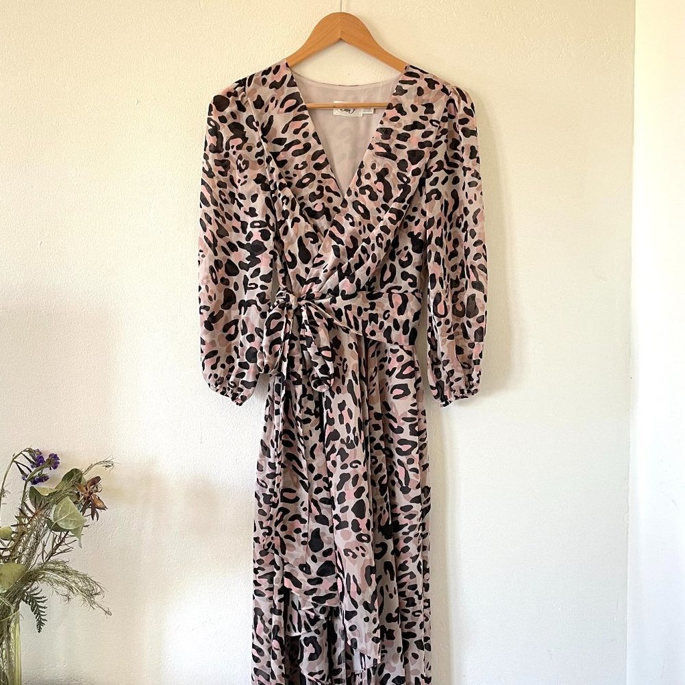 Eliza J Leopard Print Wrap Dress